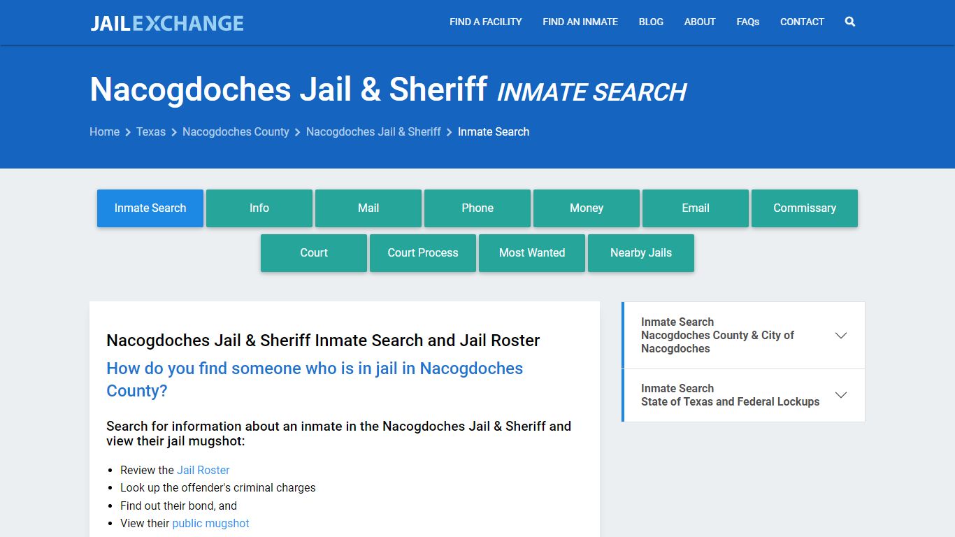 Nacogdoches Jail & Sheriff Inmate Search - Jail Exchange
